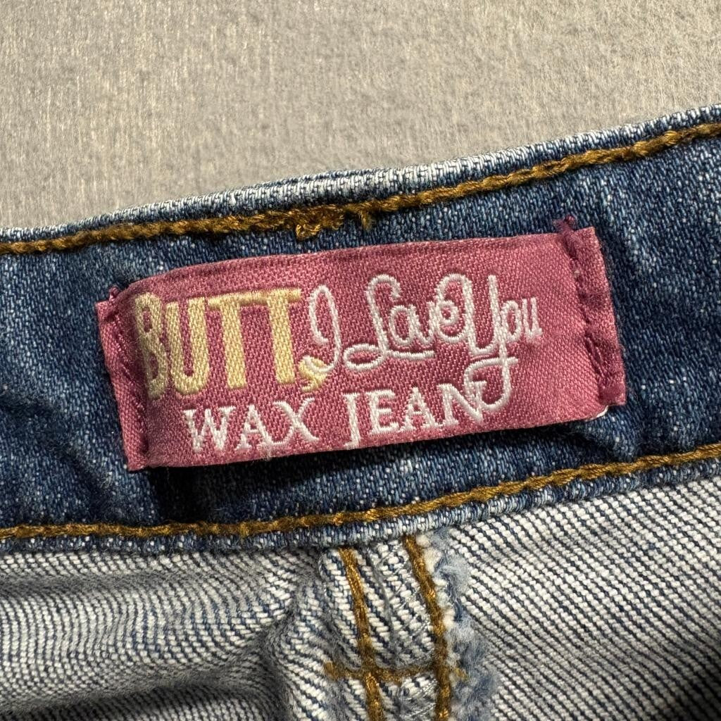 Wax Jean Butt I Love You Skinny Jeans Womens Size 7 Medium Wash Distressed Denim