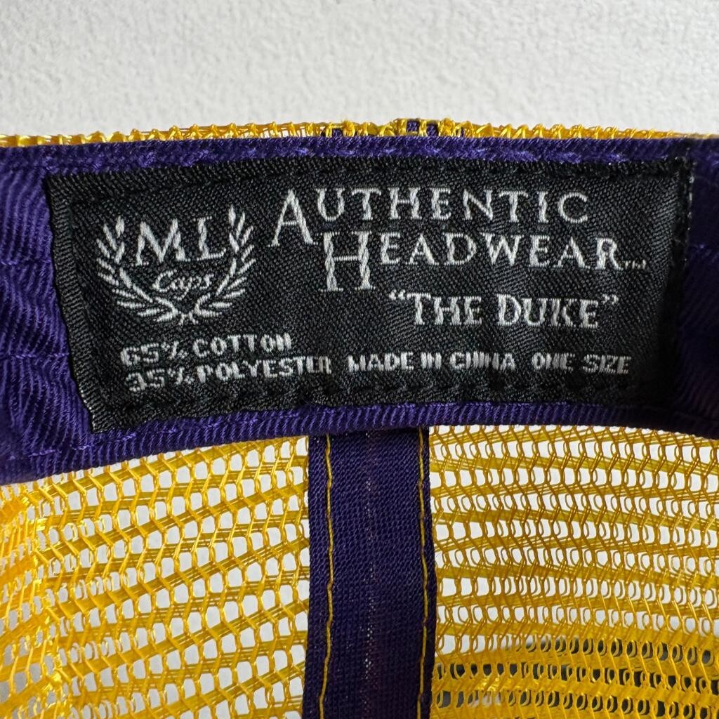 ML Caps The Duke Purple Yellow Mesh Trucker Hat Blank Snapback Cap