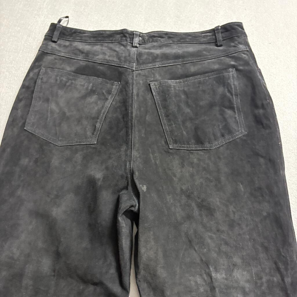 Brandon Thomas Black Suede Leather Pants Womens Size 12 Straight Leg Lined