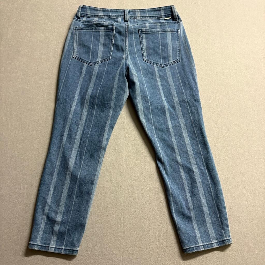 Sky and Sparrow Striped Jeans Womens Size 11 Blue Denim High Rise Ankle Crop