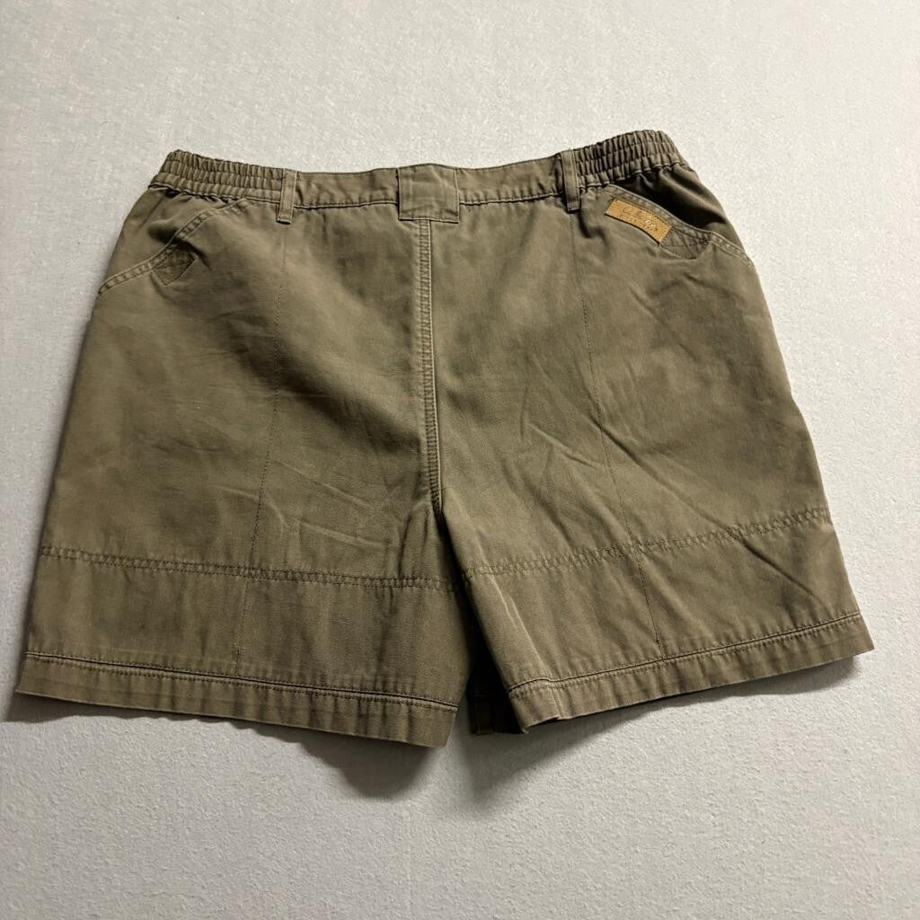 Cabelas Outdoors Mens 36 Cargo Shorts Brown Cotton Elastic Waist Hiking Utility