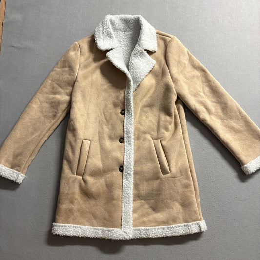 Unbranded Faux Suede Sherpa Lined Jacket Womens Medium Tan Camel Coat