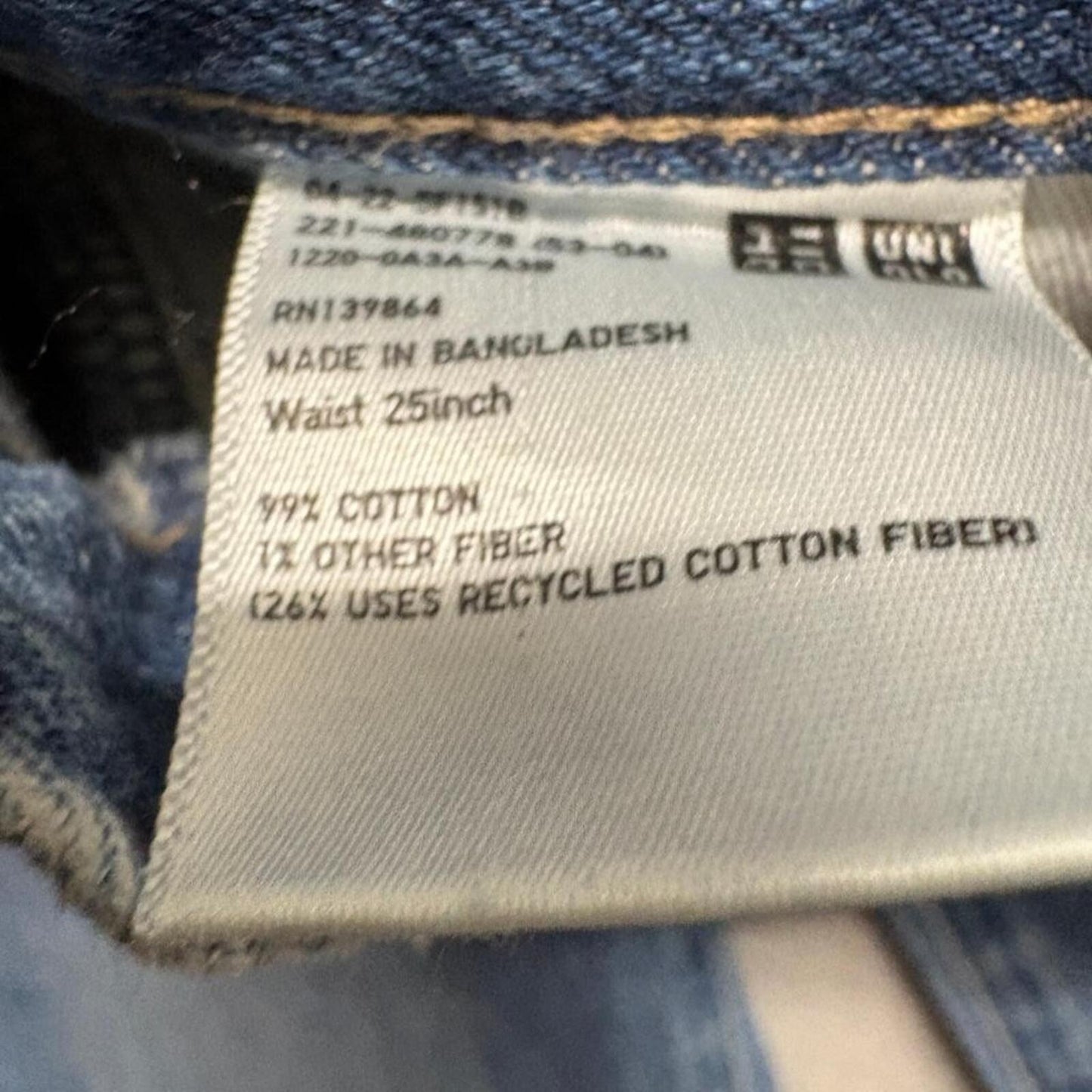 Uniqlo Wide Leg Jeans Womens 25 Blue Denim High Rise Cotton Blend like 29x28