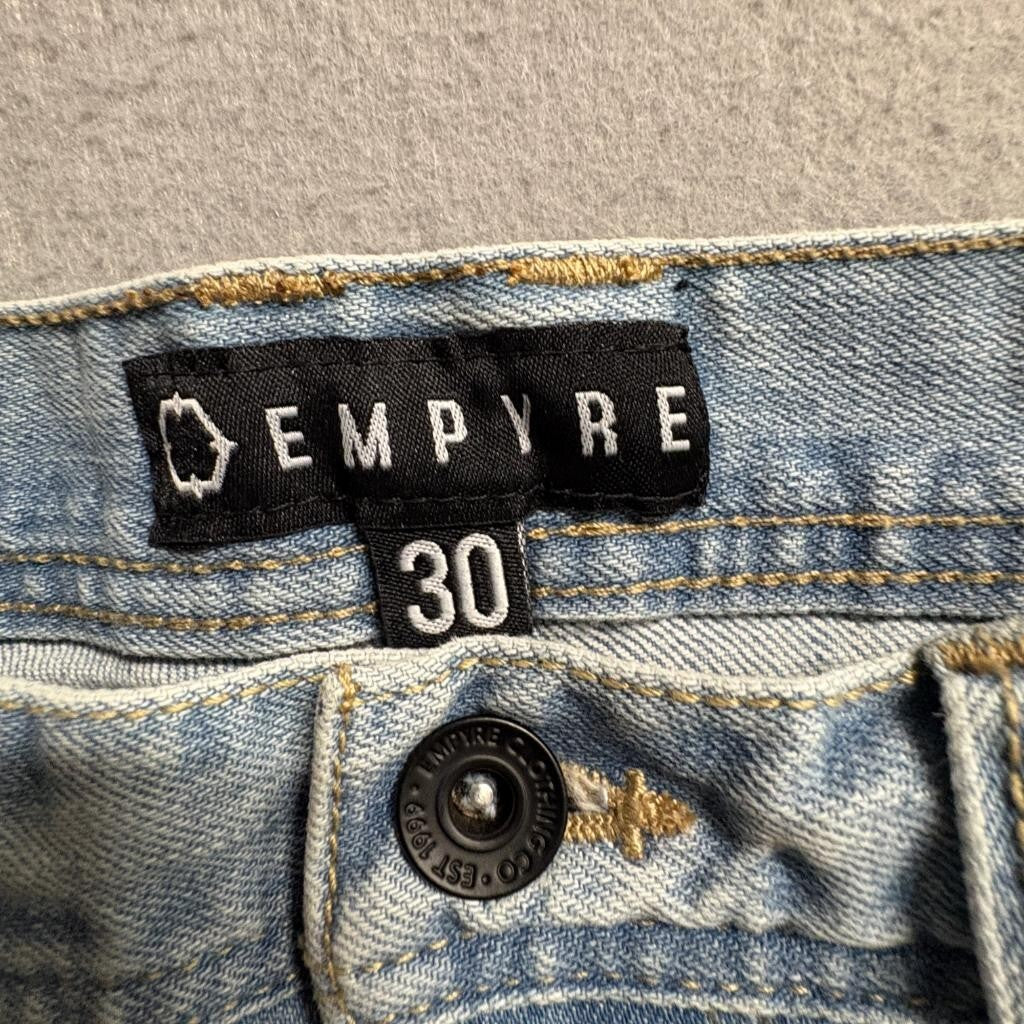 Empyre Verge Mens Distressed Skinny Jeans Size 30 Light Wash Ripped Denim