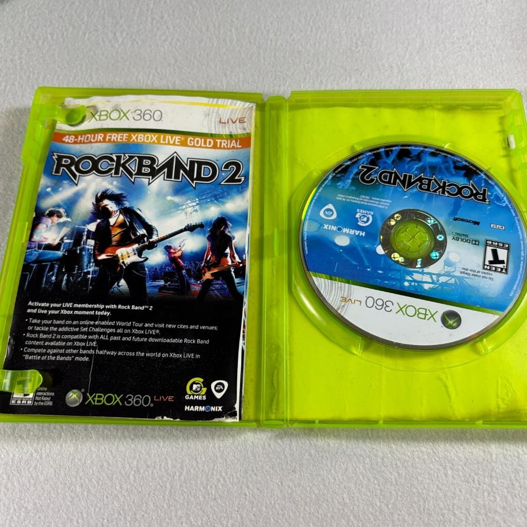 Rock Band 2 Xbox 360 Game with Manual Heavy Cover Wear Tested