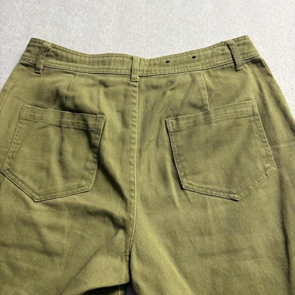 Who What Wear Pants Womens 2 Green Cotton Wide Leg High Rise Utility Crop