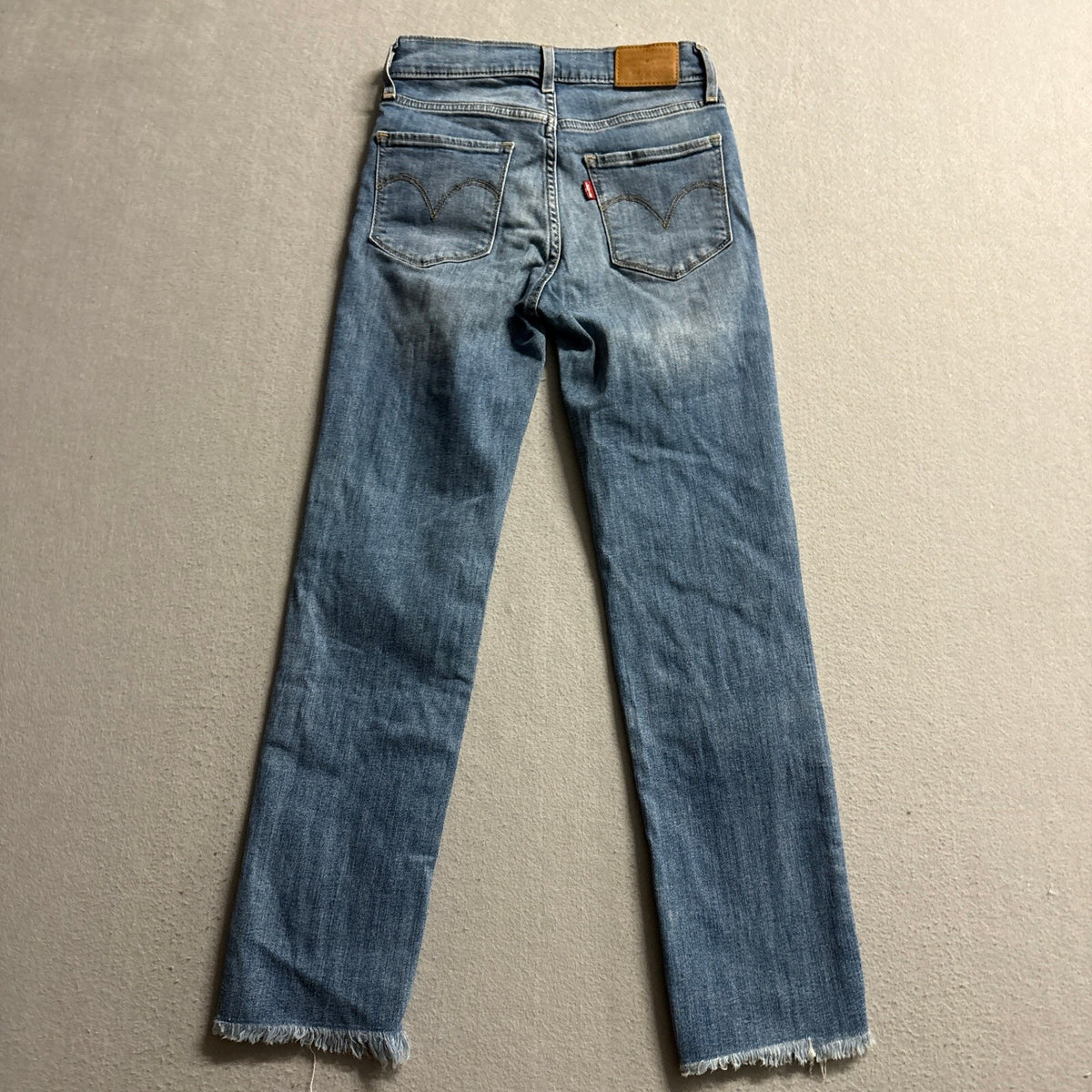Levi's Premium 724 High Rise Straight Jeans Womens 24 Distressed Raw Cut Hem