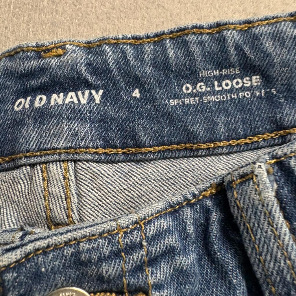 Old Navy OG Loose Jeans Womens Size 4 High Rise Secret Smooth Pockets Blue Denim