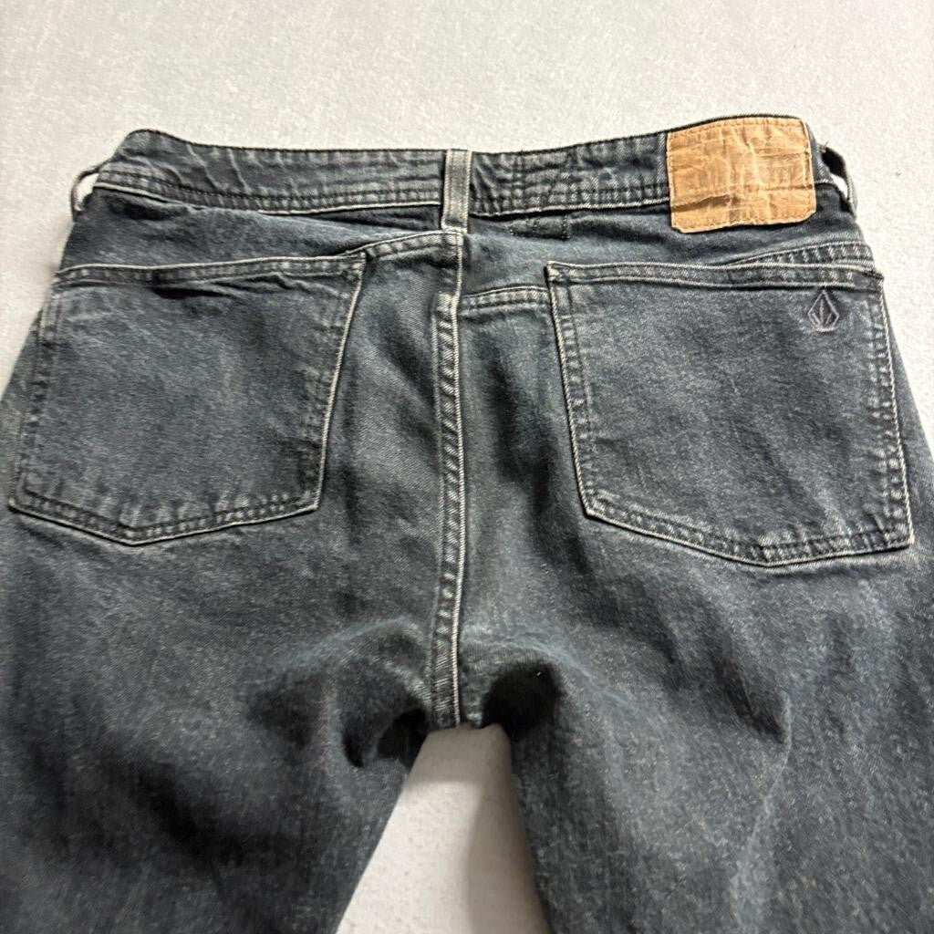 Volcom 2x4 Jeans Mens 32 Black Denim Slim Straight Boardwear Stretch Pants