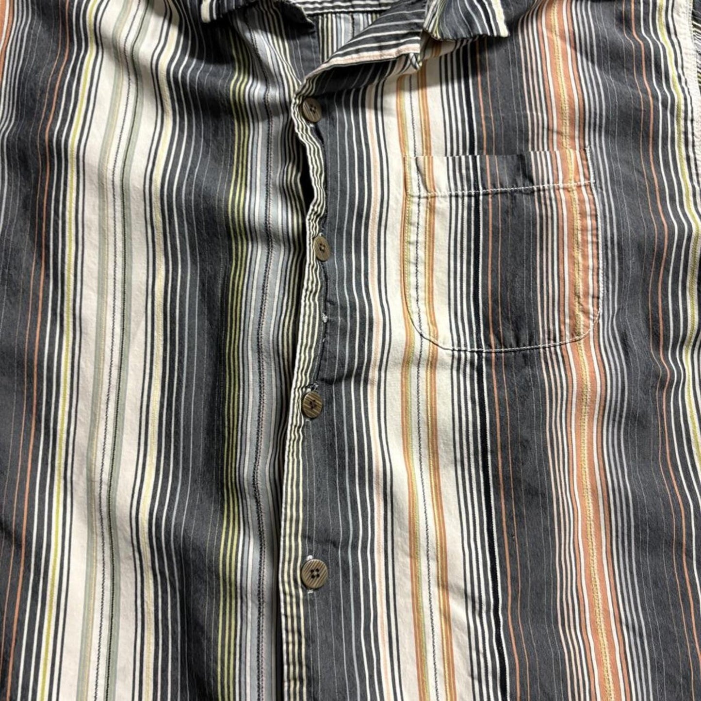 Tommy Bahama Shirt Mens Medium M Multicolor Striped 100% Silk Short Sleeve