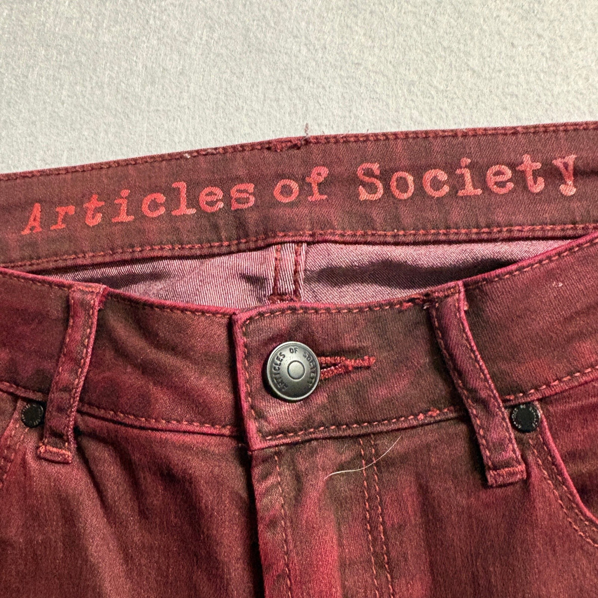 Articles of Society Skinny Jeans Womens 27 Burgundy Red Stretch Denim