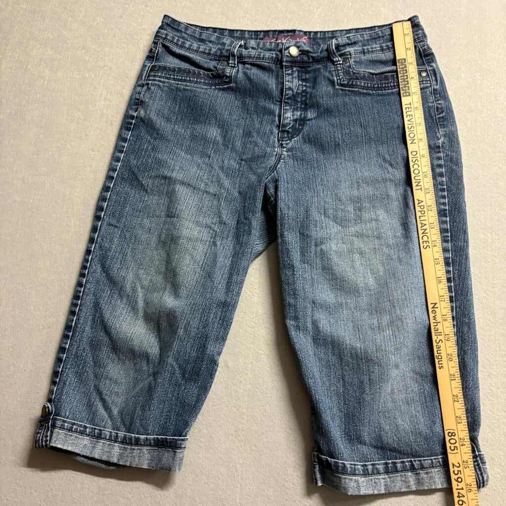 Gloria Vanderbilt Skimmer Denim Shorts Womens 10 Blue Cuffed Capri Bermuda
