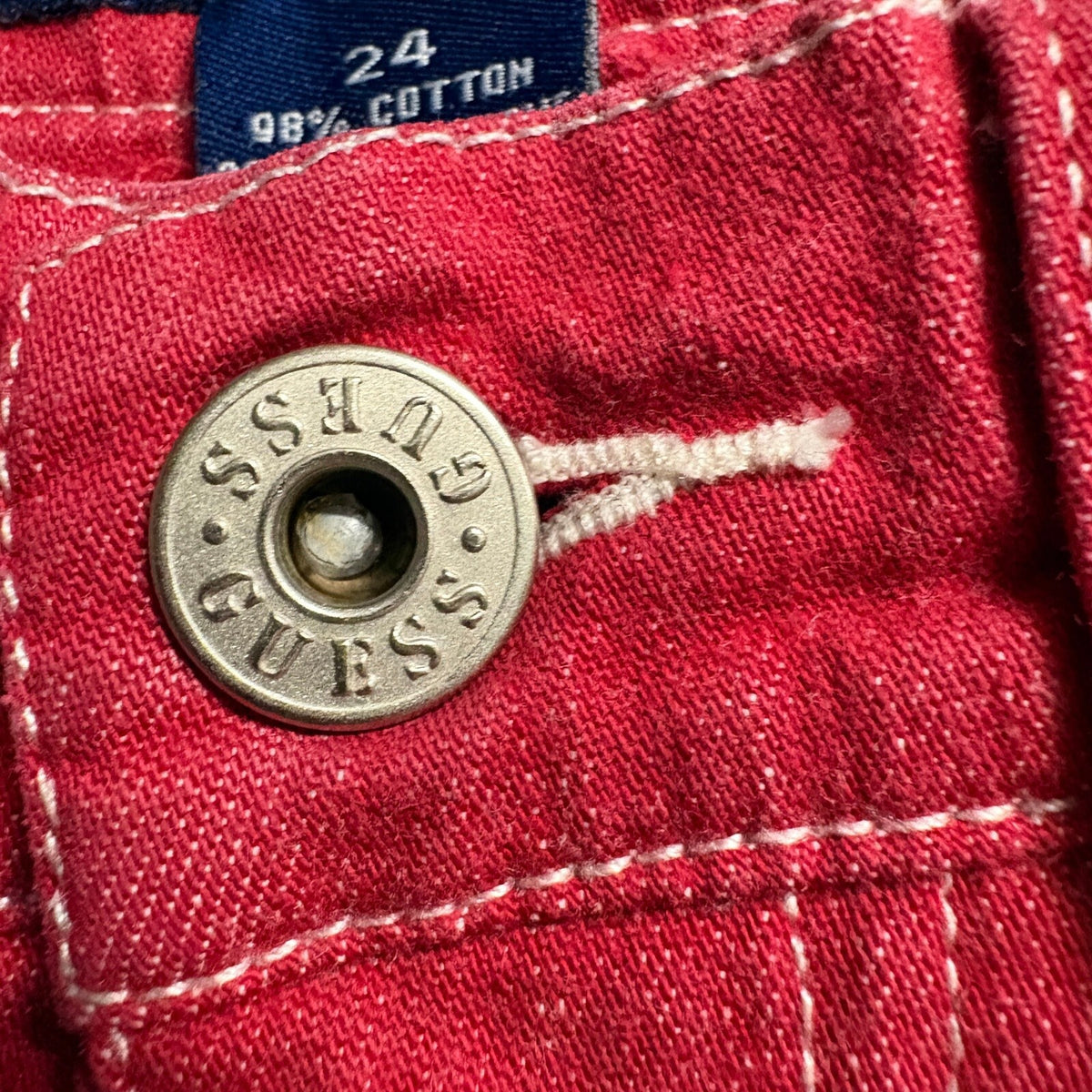Guess Jeans Vintage Womens 24 Red Denim Pants Bootcut Mid Rise Made in Hong Kong