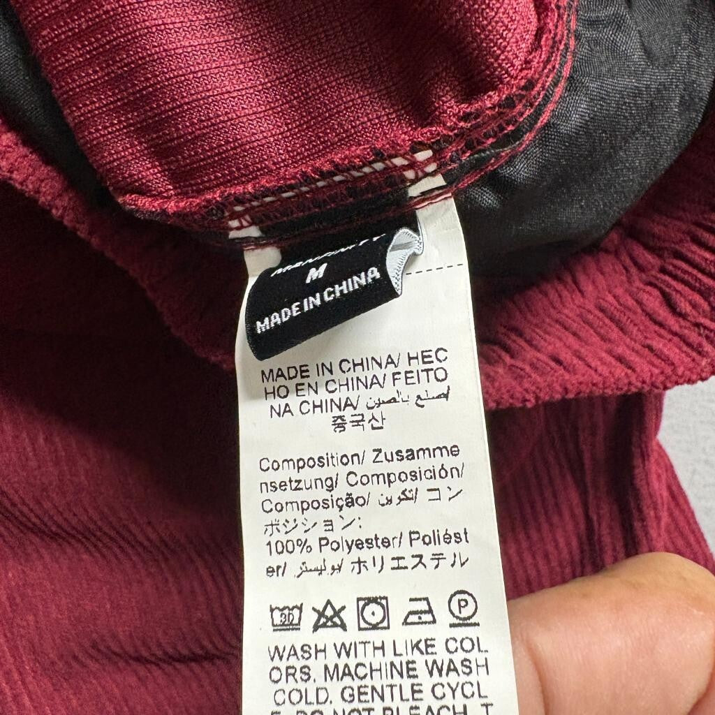 Unbranded Mens Corduroy Cargo Pants Medium Burgundy Red Zipper Ankle Drawstring