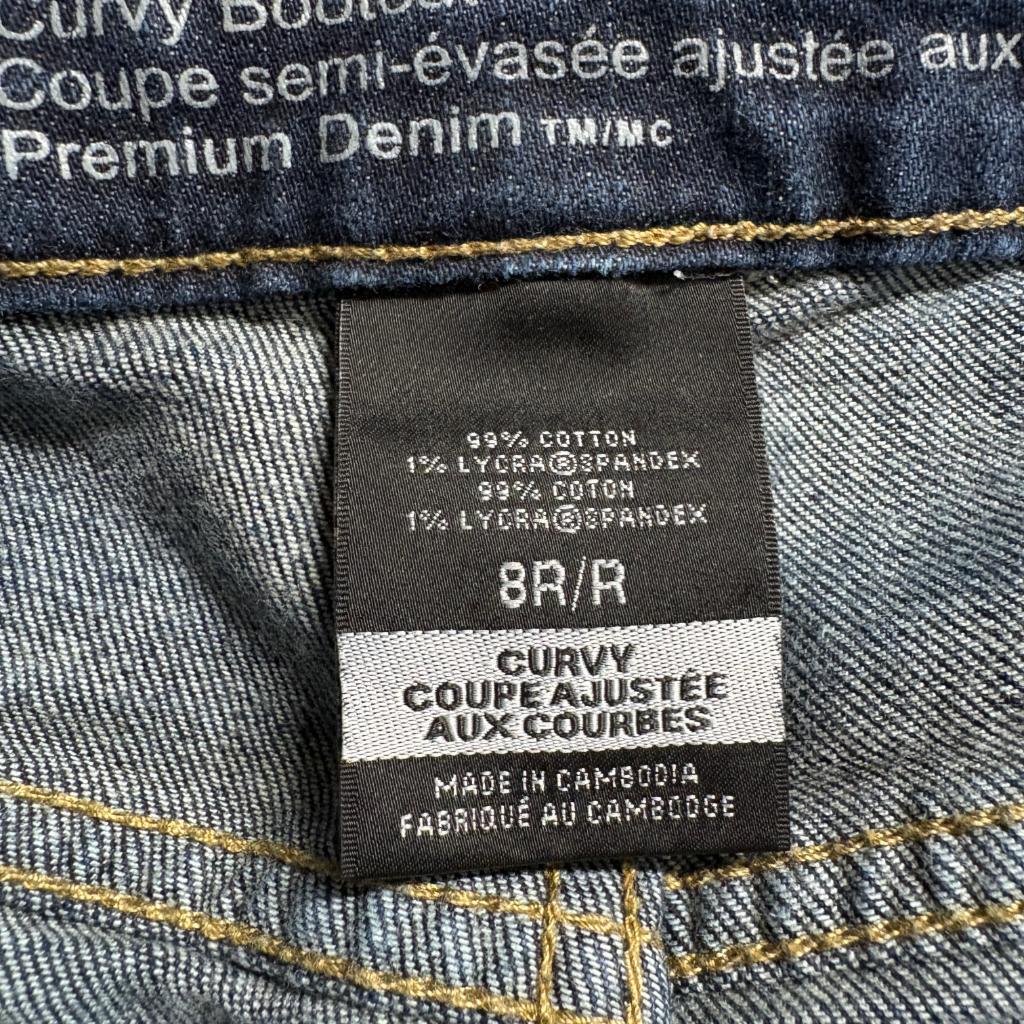 Mossimo Premium Denim Curvy Bootcut Jeans Womens 8R Dark Wash Stretch Blue