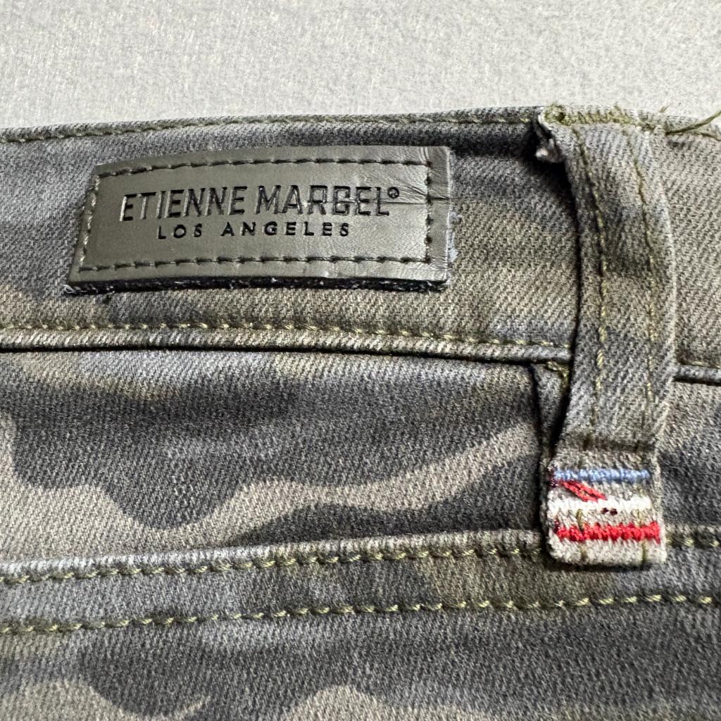 Etienne Marcel Camo Skinny Moto Jeans Womens 26 Camouflage Red Zipper Accent