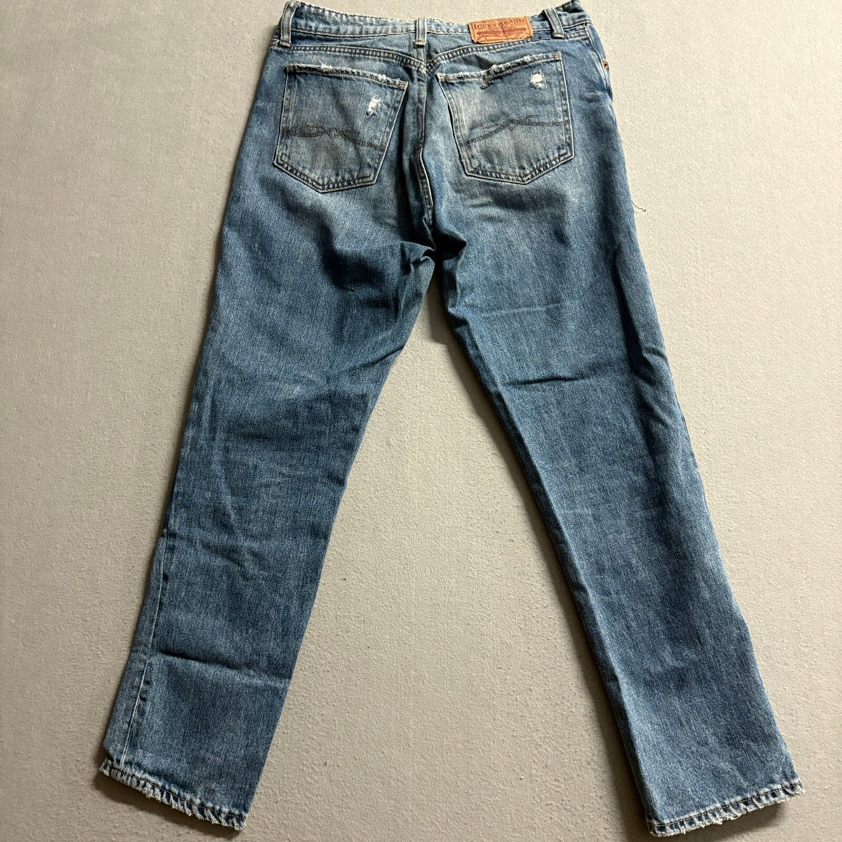Lucky Brand Patchwork Jeans Womens Size 4 27 Blue Denim Distressed Straight Leg