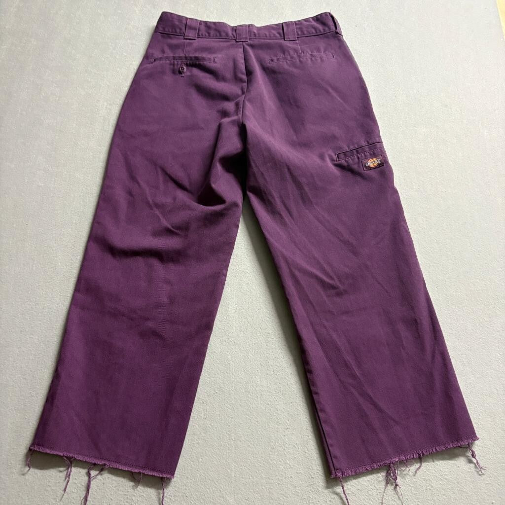 Dickies Double Knee Loose Fit Pants Womens 32x27 Purple Raw Hem Workwear