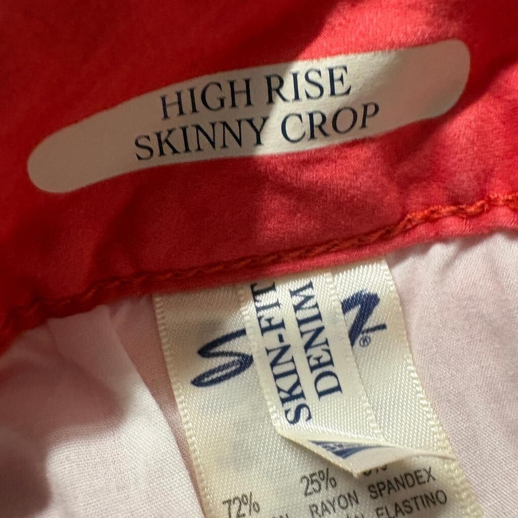 Seven7 High Rise Skinny Crop Jeans Womens Size 8 Red Stretch Denim Crop Pants