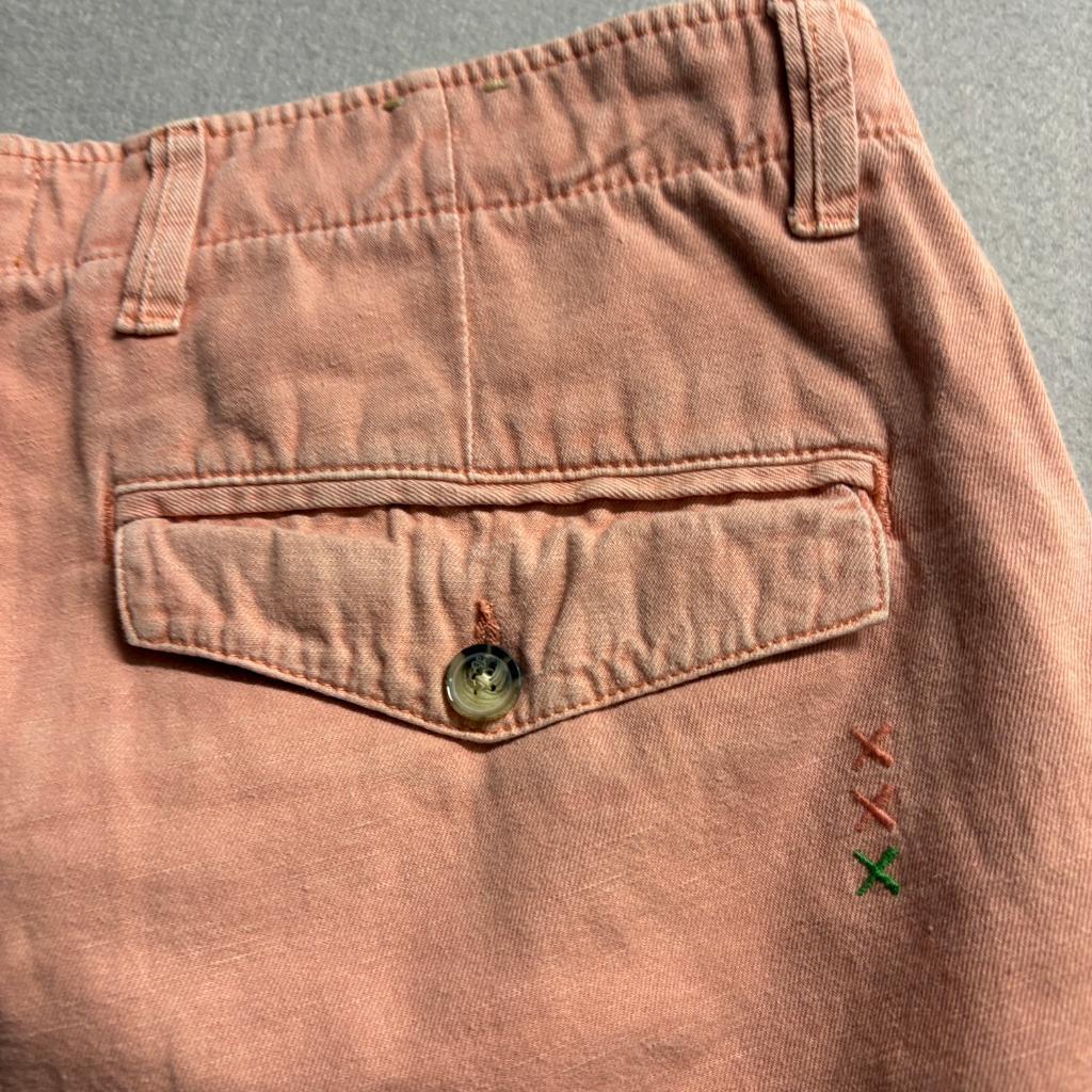 Scotch and Soda Amsterdam Fave Shorts Mens 32 Pink Cotton Linen Blend Chino