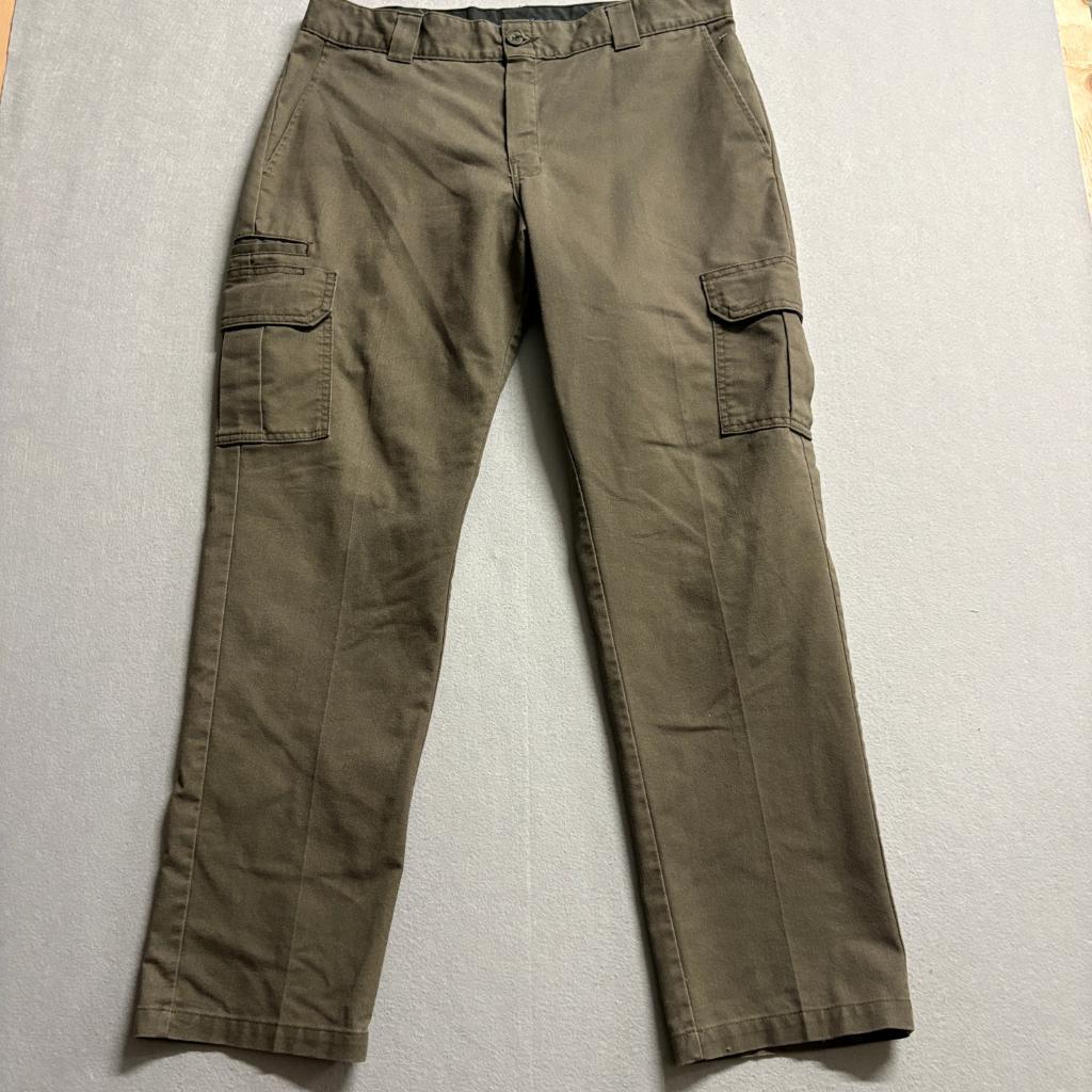 Dickies Flex Mens Cargo Pants 36x32 Green Brown Workwear Utility Trousers