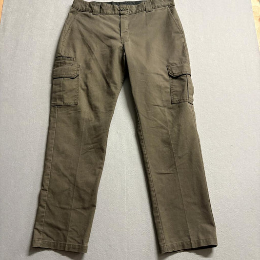 Dickies Flex Mens Cargo Pants 36x32 Green Brown Workwear Utility Trousers