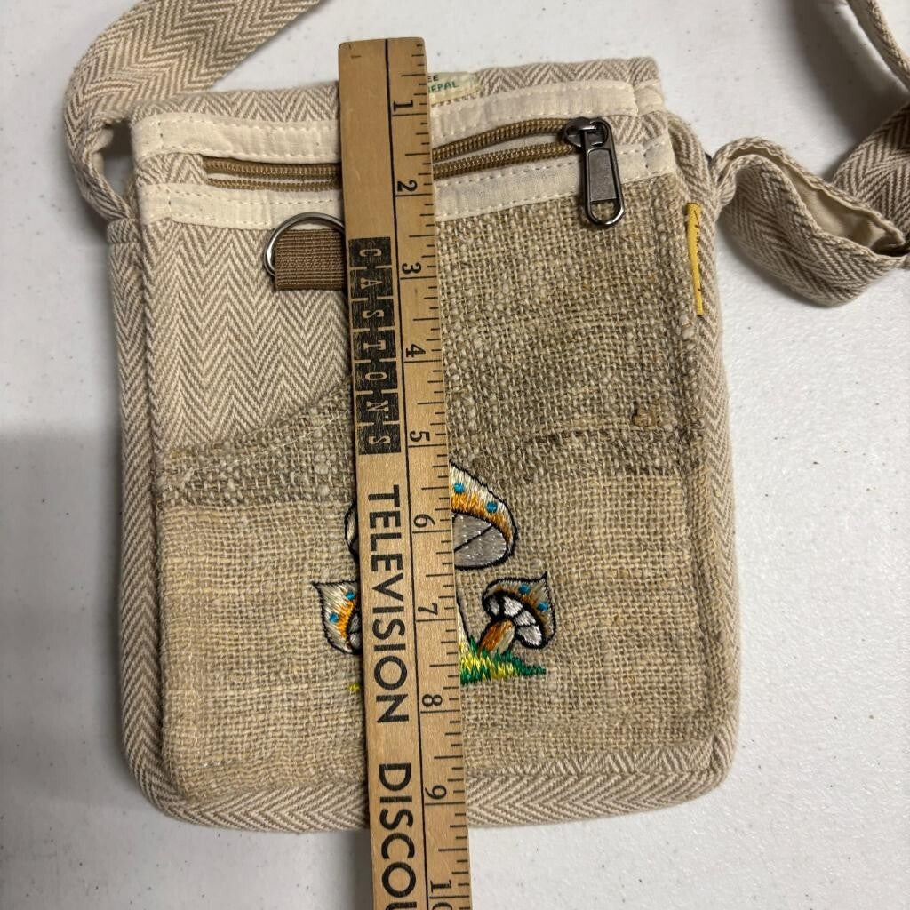 Himalaya Handmade Hemp Mushroom Crossbody Bag Boho Hippie Festival Purse Nepal