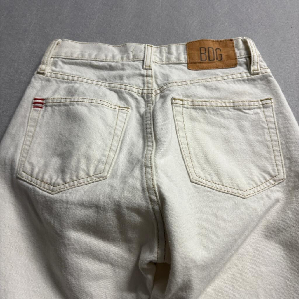 BDG Cowboy Jean Womens 25 Off White Beige Denim High Rise Straight Leg Pants