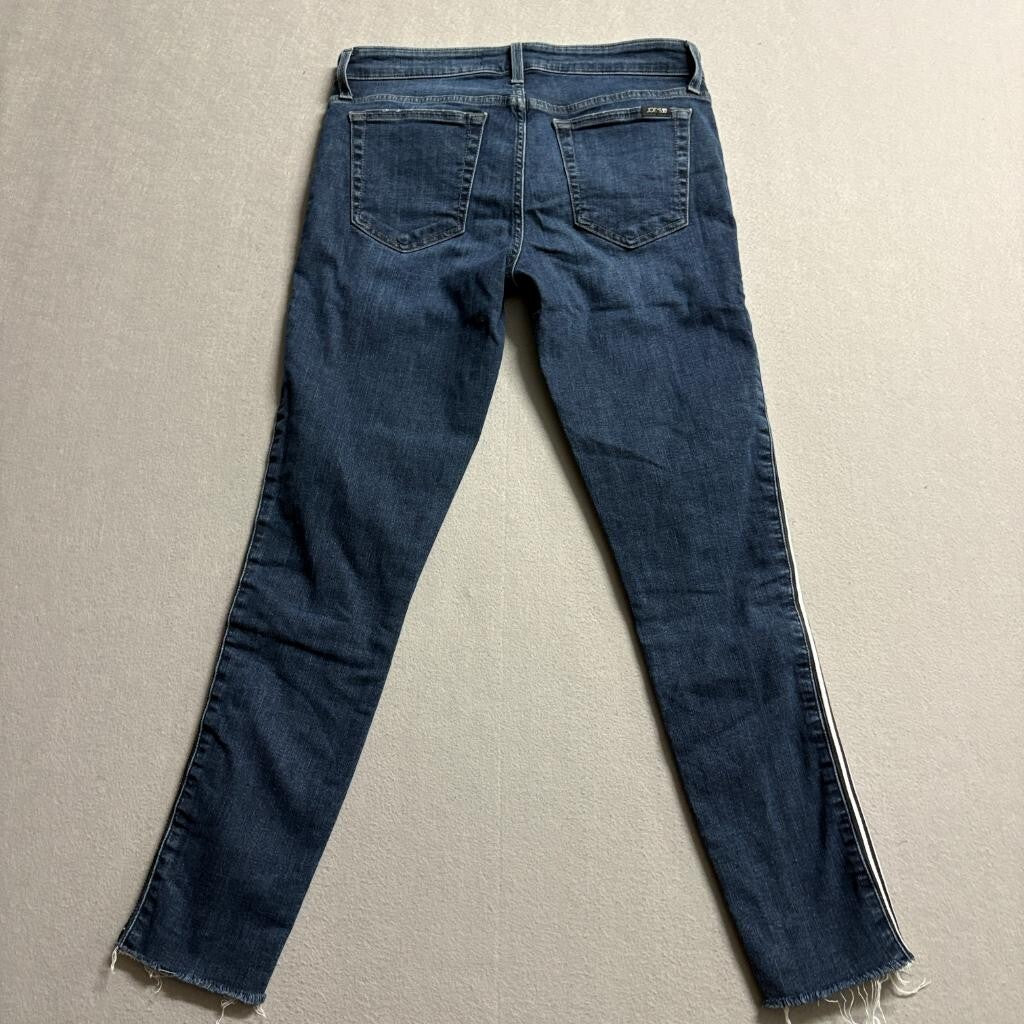 Joe's Jeans Womens Size 29 Blue Denim Side Stripe Raw Hem Skinny Jeans