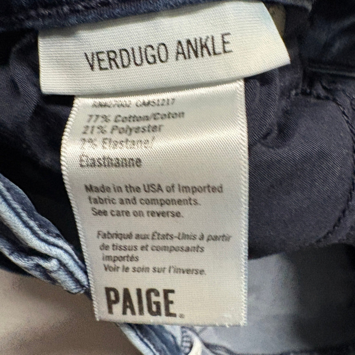 Paige Verdugo Ankle Jeans Womens 27 Blue Denim Skinny Stretch Made in USA