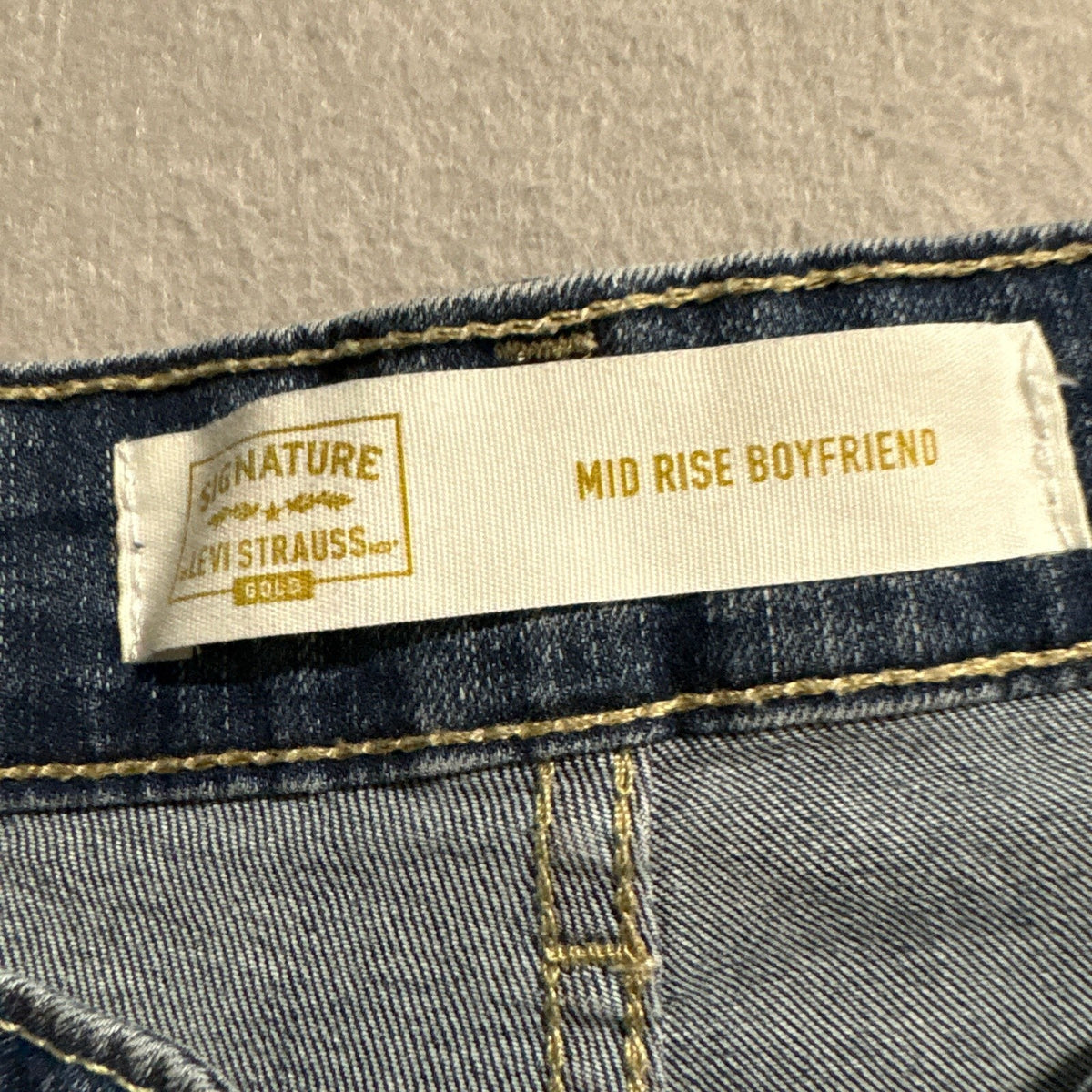 Signature by Levi Strauss & Co Womens Mid Rise Boyfriend Jeans Cuffed Blue