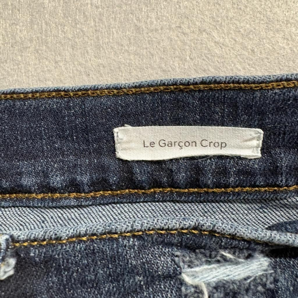 FRAME Le Garcon Crop Jeans Womens 27 Blue Denim Distressed Slim Boyfriend