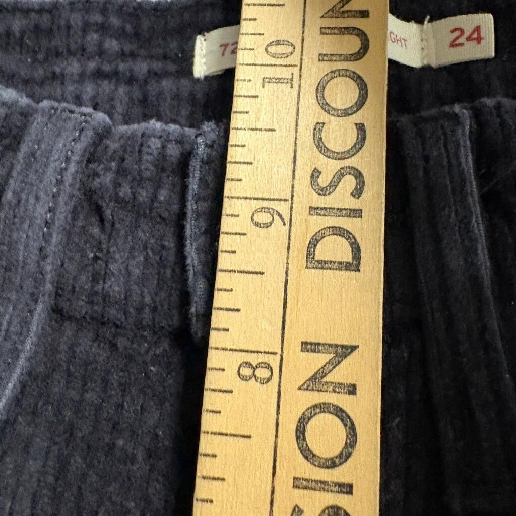 Levis 724 High Rise Straight Corduroy Pants Womens 24 Black Stretch Cord Jeans