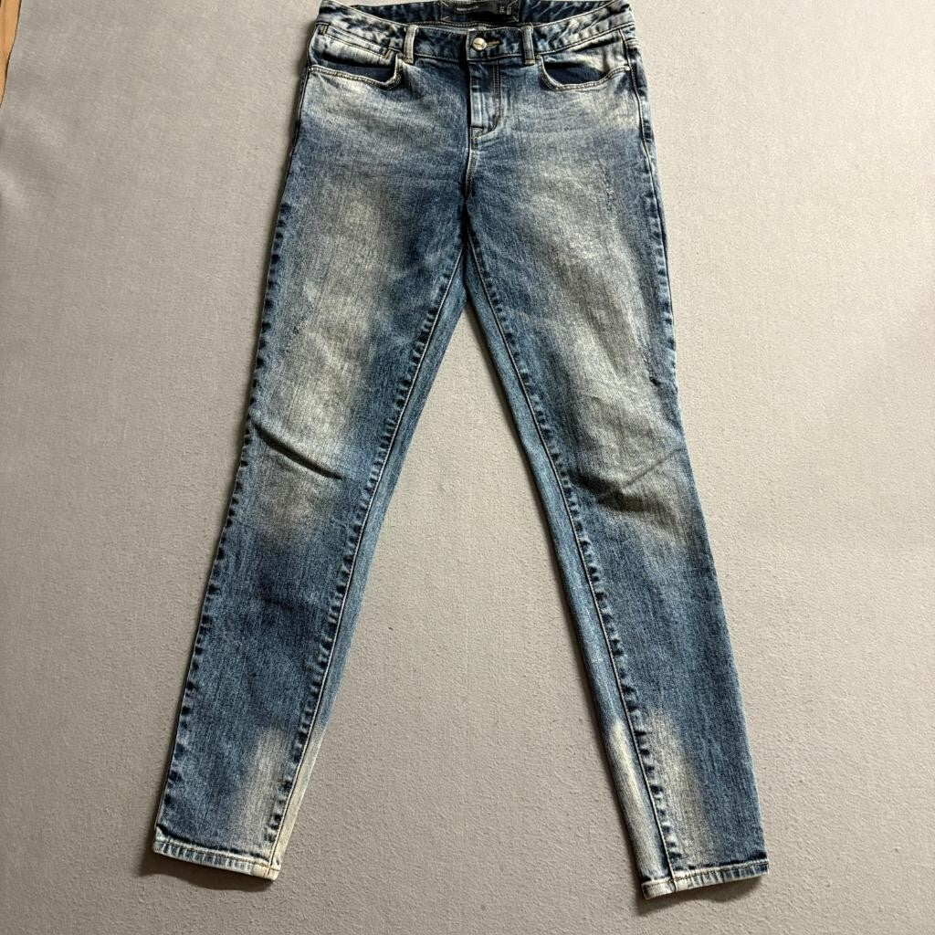 Karen Millen Skinny Jeans Womens US 6 Blue Acid Wash Denim Stretch
