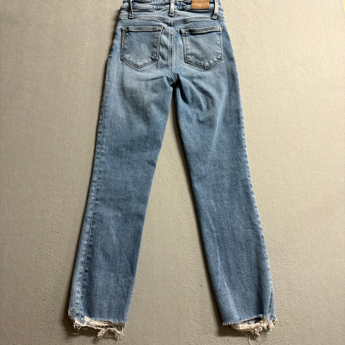 PAIGE Cindy High Rise Straight Leg Jeans Womens Size 25 Blue Denim Raw Hem