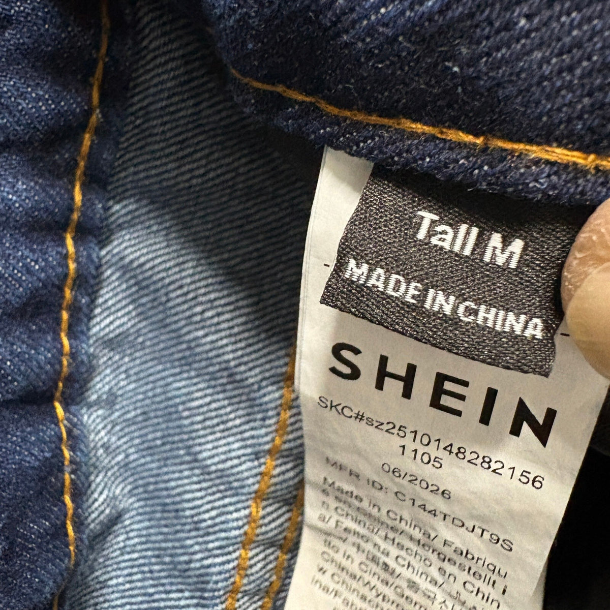 SHEIN Wide Leg Jeans Womens Tall Medium Dark Wash High Rise Denim Cuffed Hem