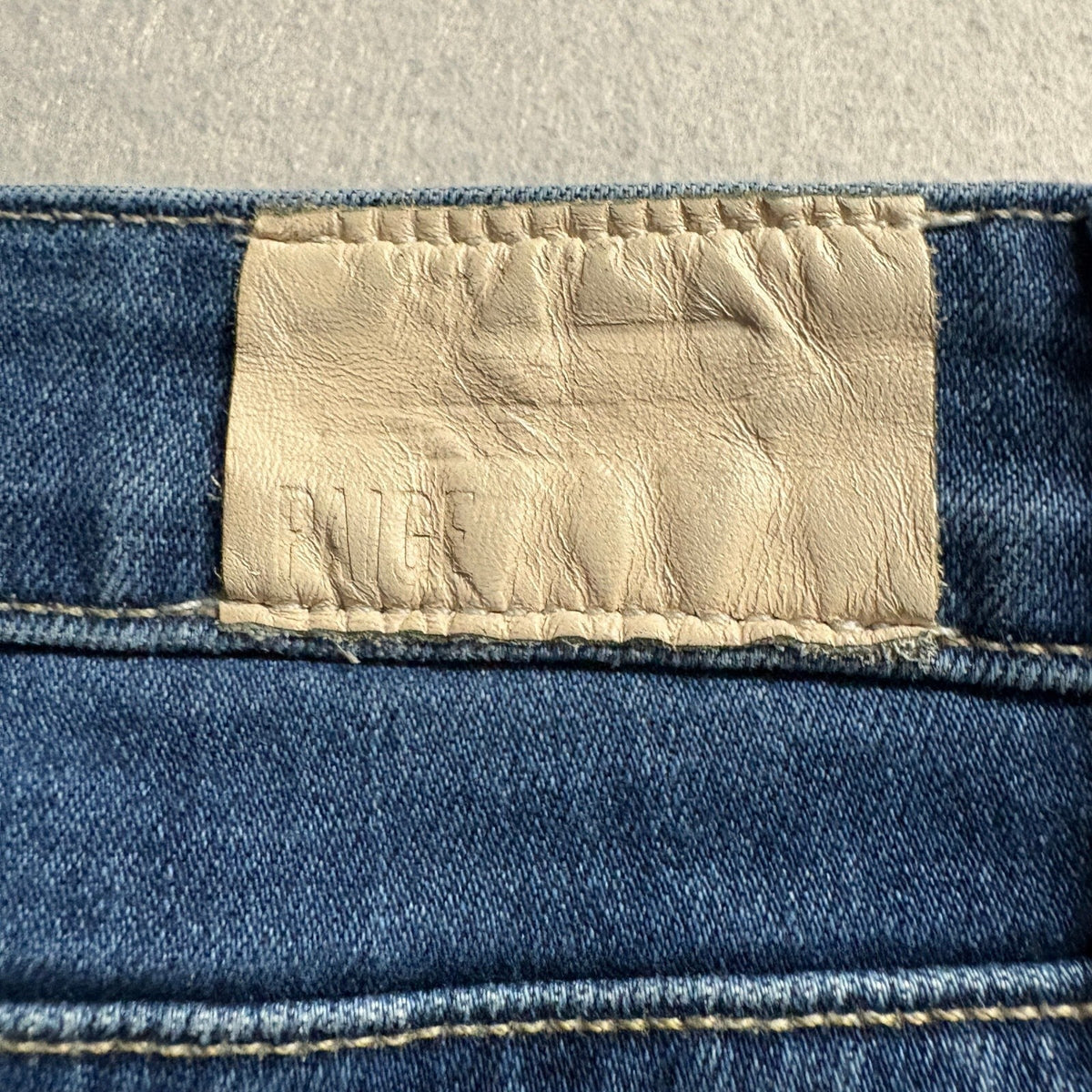 Paige Amber Slim Straight Jeans Womens 28 Blue Denim Raw Hem Stretch