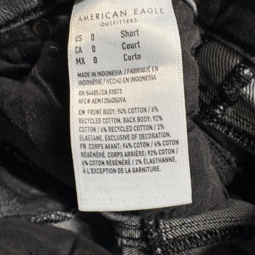 American Eagle Mom Jeans Womens Size 0 Short Gray Denim High Rise Strigid