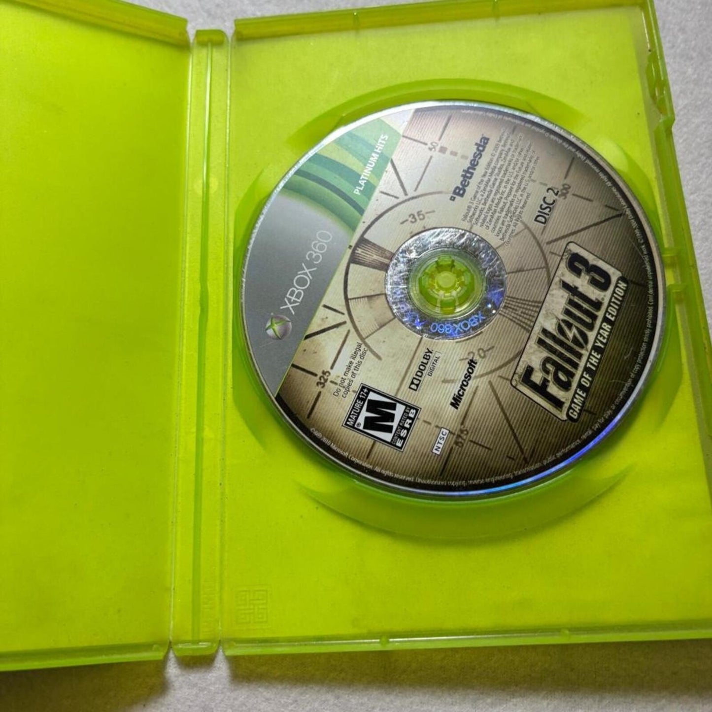 Fallout 3 Game of the Year Edition Xbox 360 Disc 2 Only Platinum Hits