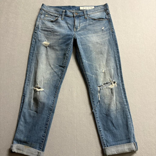 Treasure & Bond Boyfriend Jeans Womens 28 Distressed Cuffed Blue Denim