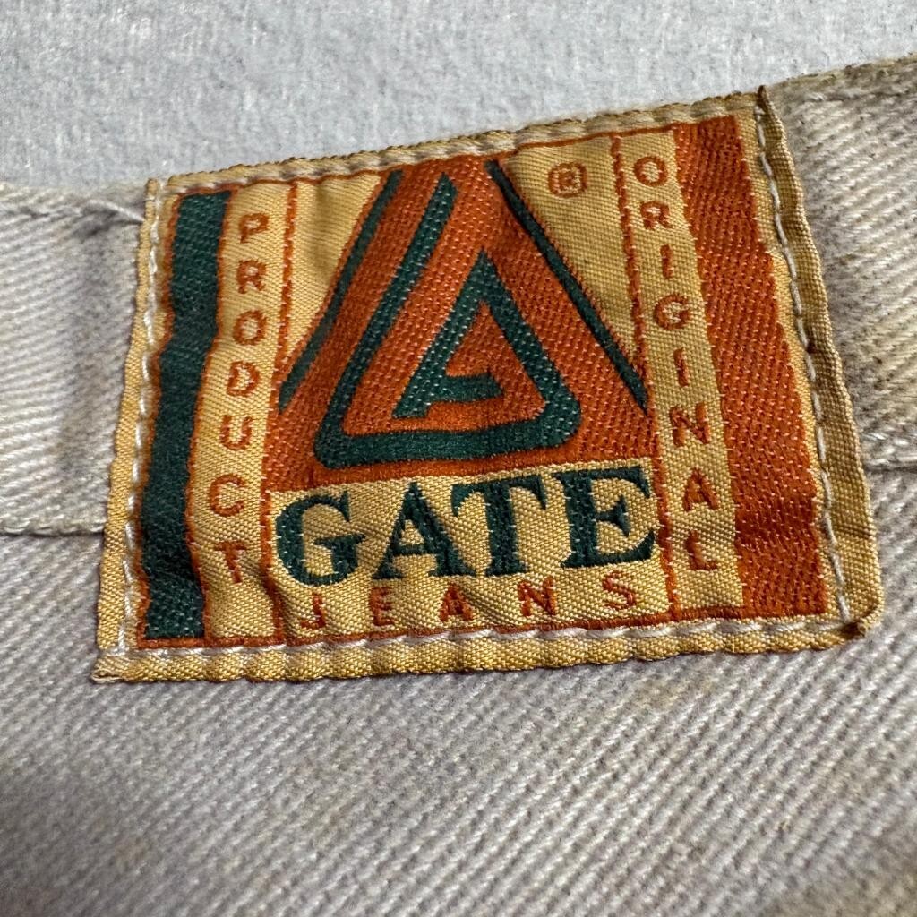 Vintage Gate Jeans Mens 36x31 Gray Denim 100% Cotton Made in Taiwan Distressed