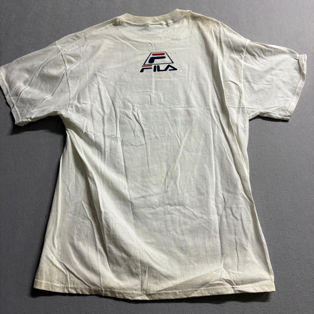Vintage Fila Graphic T-Shirt Mens XL White Delta Pro Weight Single Stitch 90s