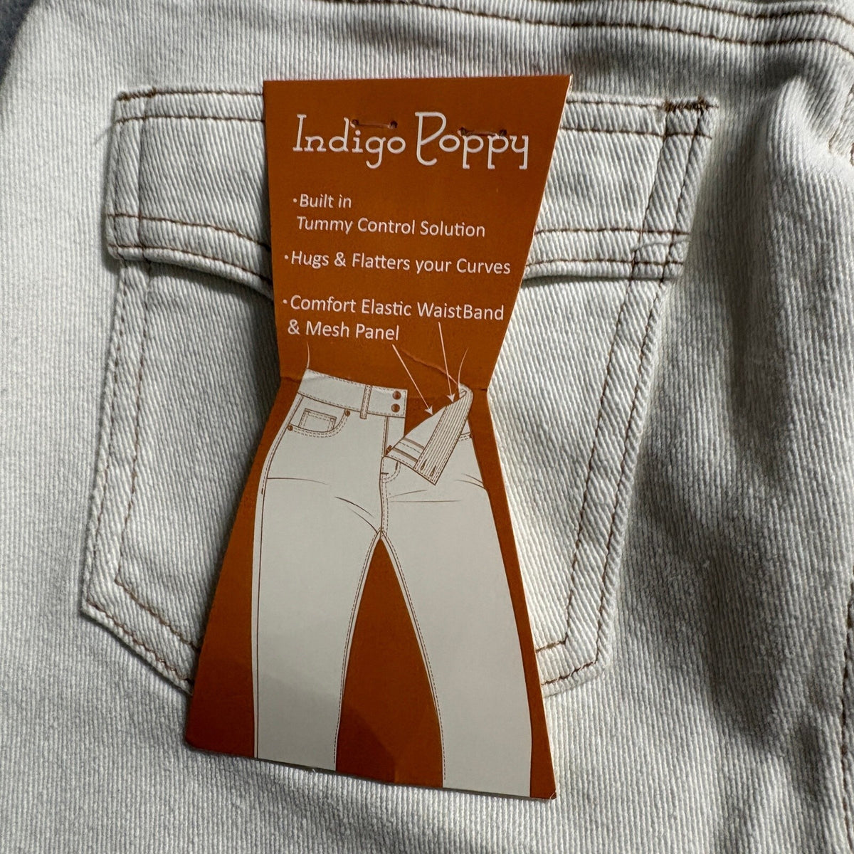 Indigo Poppy Girls White Skinny Stretch Denim Jeans Size 8 Tummy Control