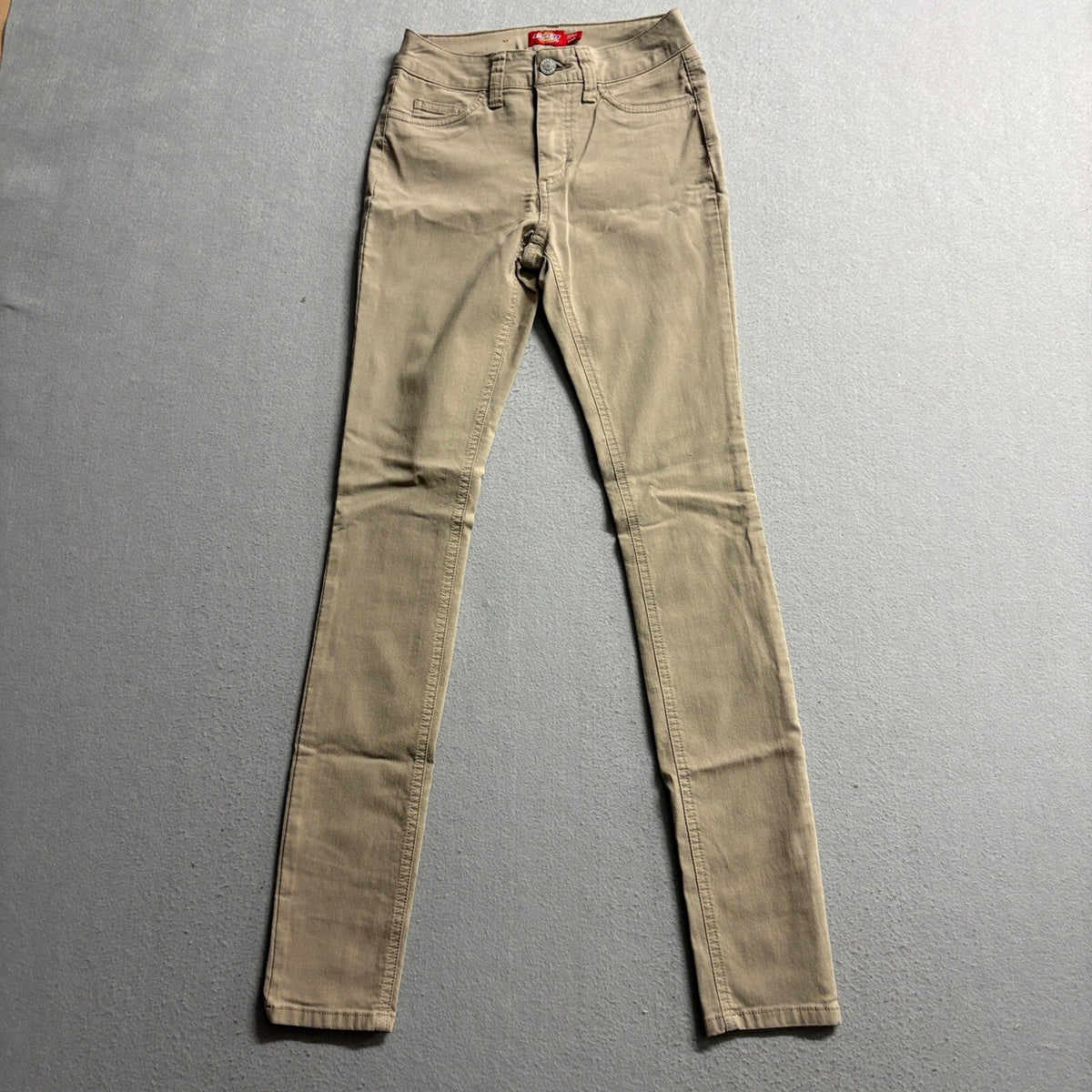 Dickies Girl Skinny Pants Womens 0/24 Khaki Beige Stretch Rayon Blend Casual