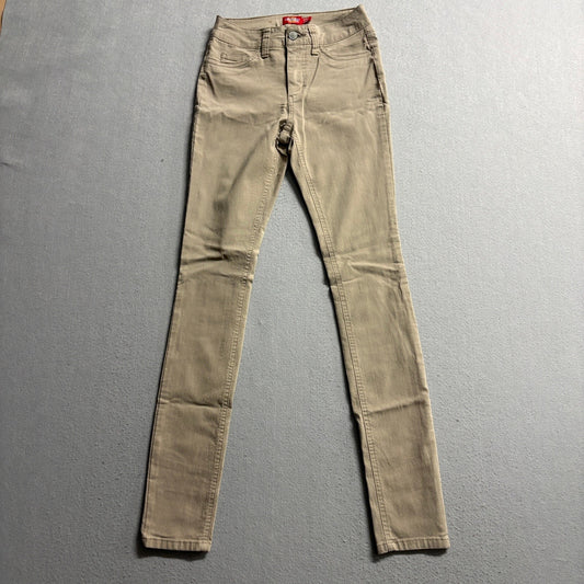Dickies Girl Skinny Pants Womens 0/24 Khaki Beige Stretch Rayon Blend Casual