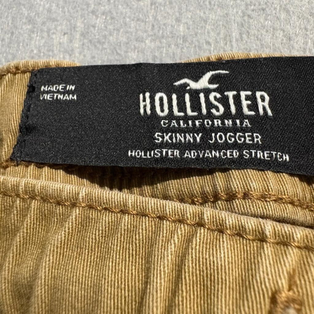 Hollister Skinny Jogger Pants Mens XS Brown Khaki Advanced Stretch Drawstring