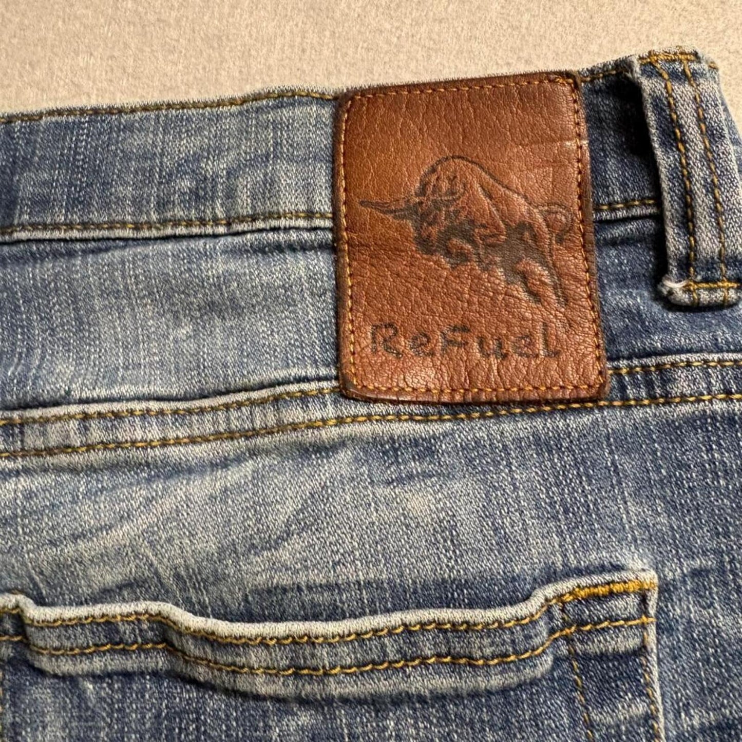 ReFuel Skinny Fit Jeans Mens 36x32 Blue Denim Stretch Distressed Pakistan