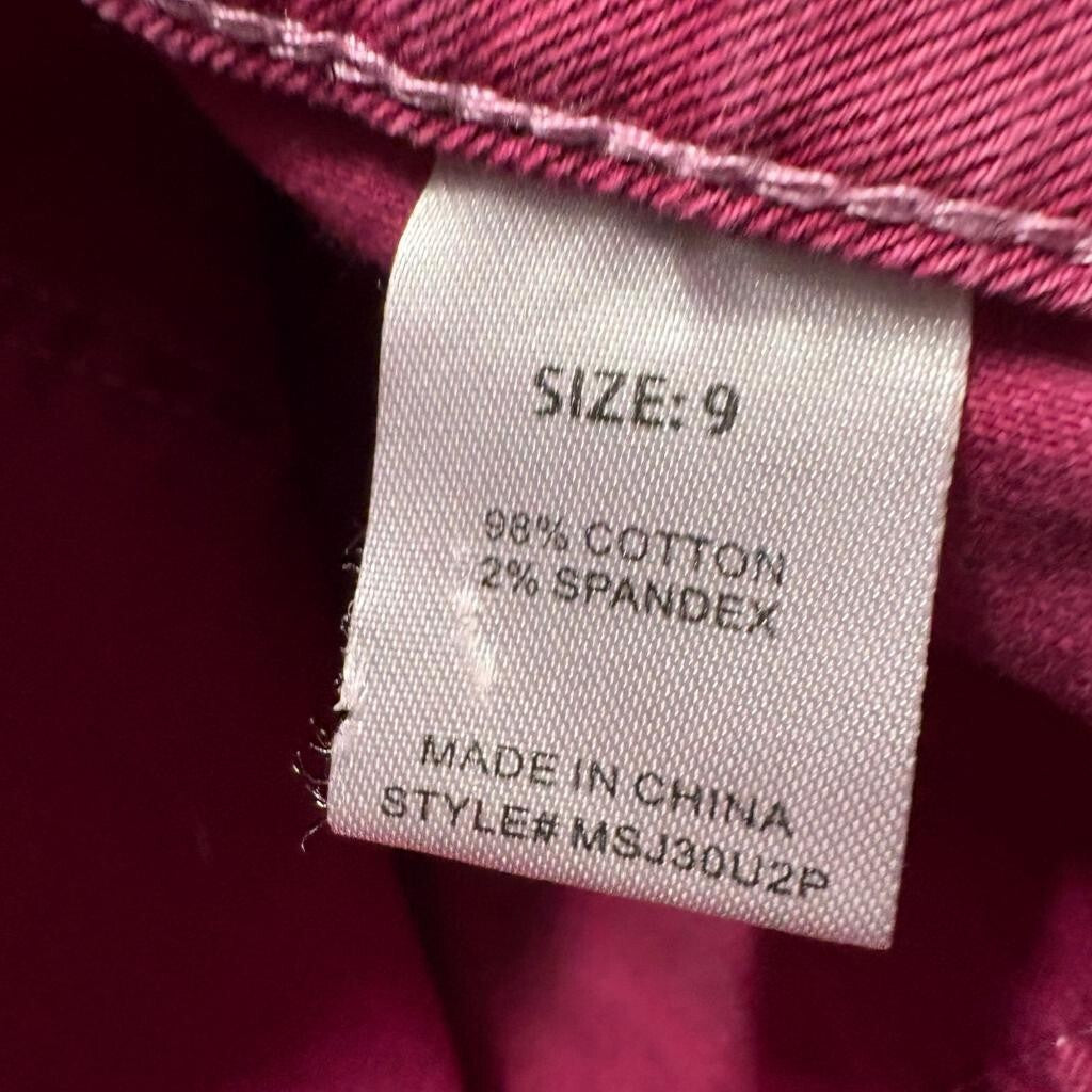 Fashion Nova Lace Up Flare Jeans Womens Size 9 Burgundy Pink Stretch Denim