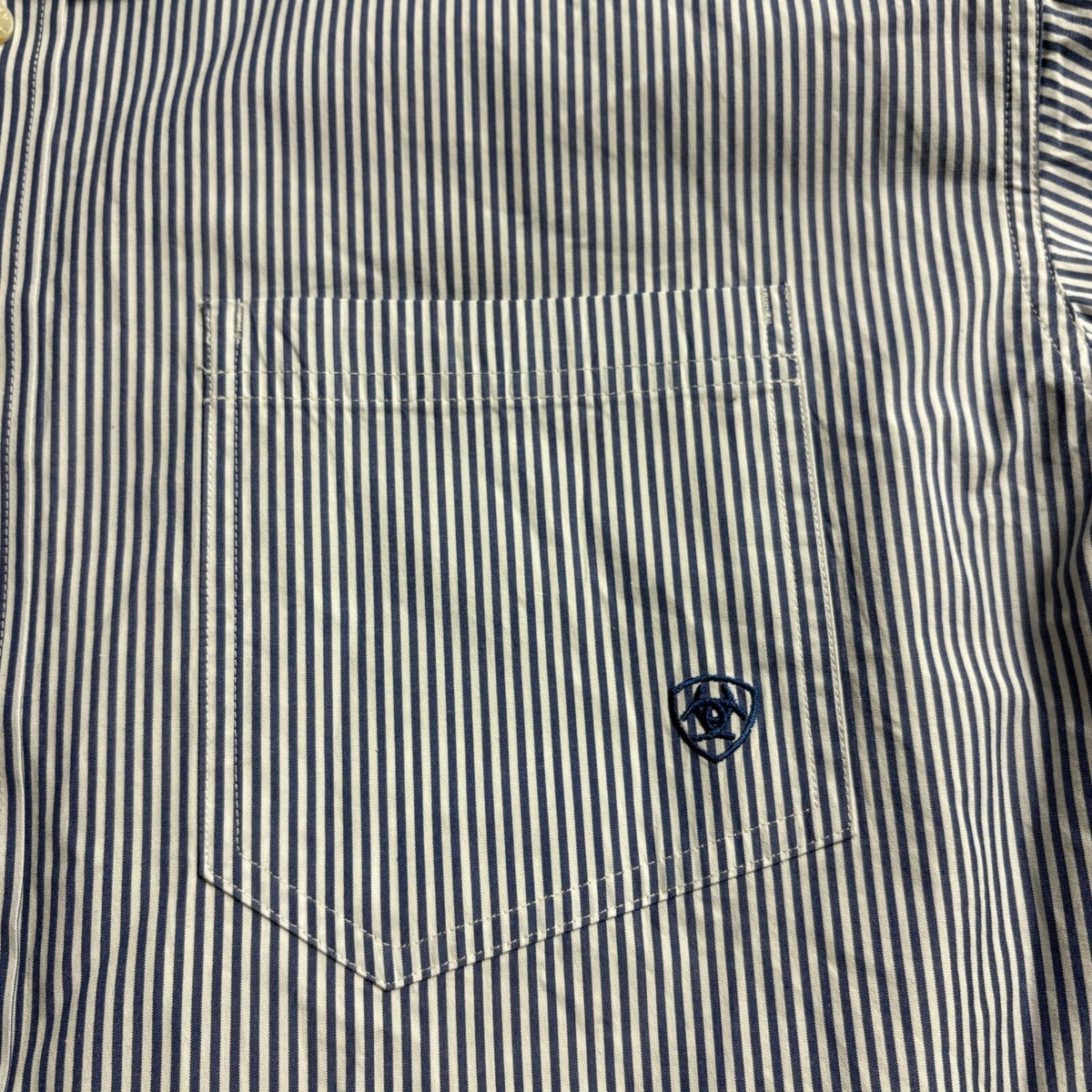 Ariat Pro Series Shirt Mens Large Blue White Striped Western Long Sleeve Button