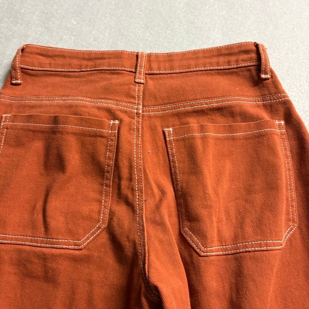 Refuge Carpenter Pants Womens Medium Rust Orange High Rise Straight Leg Utility